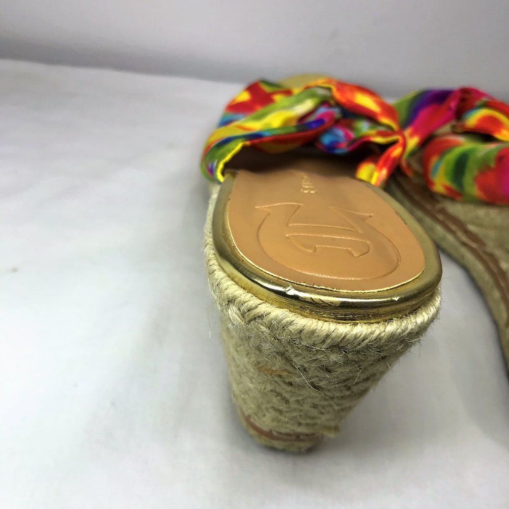 (SOLD)Etienne Aigner Wedge Sandals Yellow & Pink 6 - Picture 6 of 8